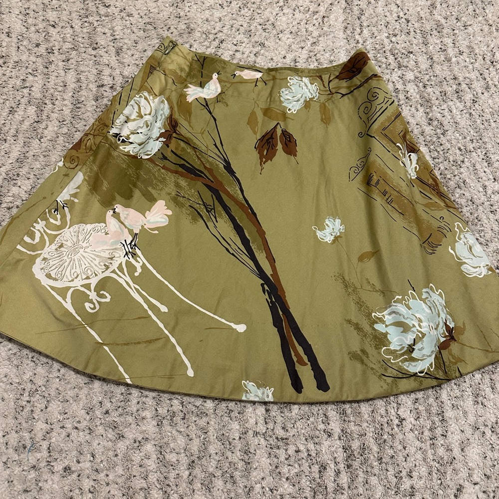 Anthropologie Odille Green Floral Bird Print ✨